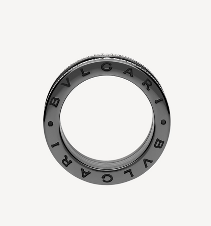 [Vicky]ZERO 1 ROCK VIERBAND SCHWARZE KERAMIK MIT SPIRALE UND DIAMANTEN