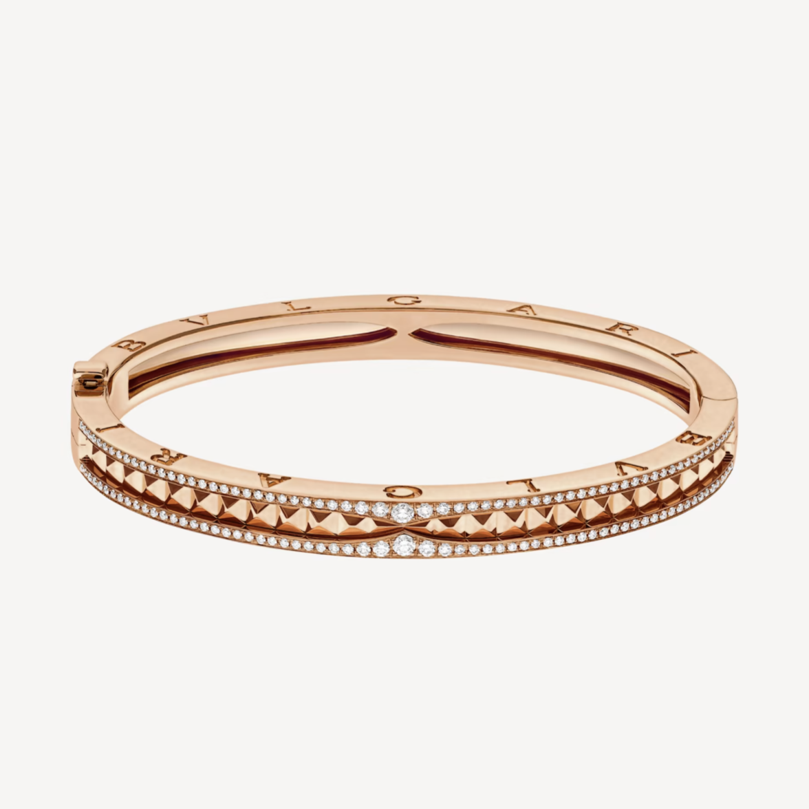 [Vicky]ZERO 1 SPIRAL AND PAVED DIAMOND PINK GOLD BRACELET