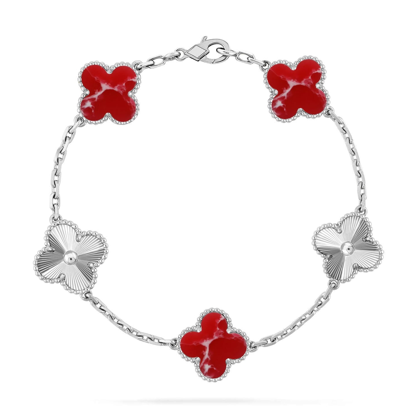[Vicky]CLOVER 5 MOTIF RED PATTERN BRACELET COLLECTION