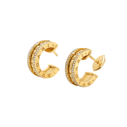 [Vicky]ZERO 1 ROCK GOLD EARRINGS WITH STUDDED SPIRAL AND PAVED DIAMONDS