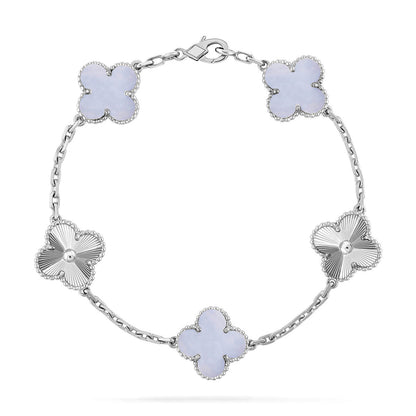 [Vicky] CLOVER 5 MOTIF PURPLE CHALCEDONY BRACELET COLLECTION