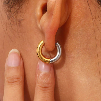 [Royal Vicky]Ingrid Two Tone Hoop Earring