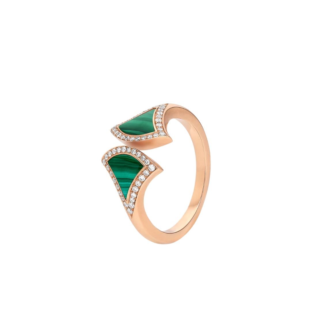[Vicky] OFFENER RING AUS MALACHIT UND DIAMANT