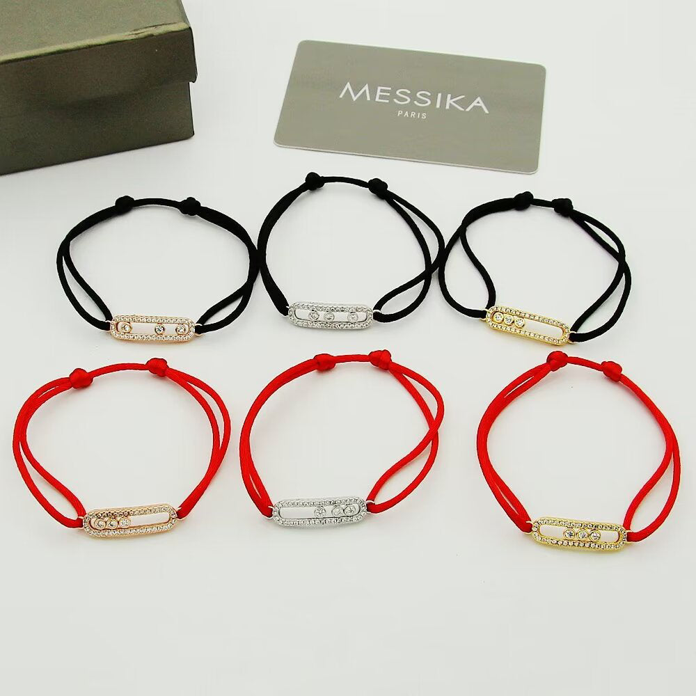 [Vicky]Messika Care(s) pink cord pavé bracelet
