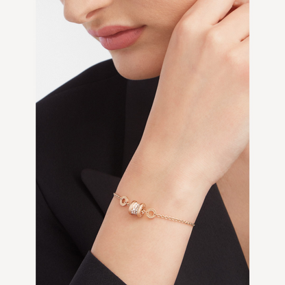 [Vicky]ZERO 1 SOFT PINK GOLD WITH PAVED DIAMONDS ON THE SPIRAL BRACELET