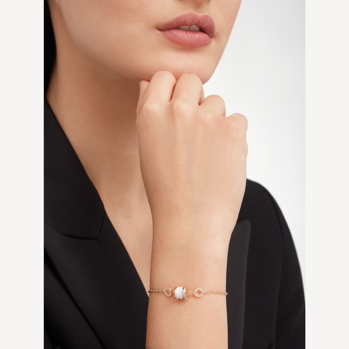 [Vicky]ZERO 1 SOFT PINK GOLD AND WHITE CERAMIC BRACELET