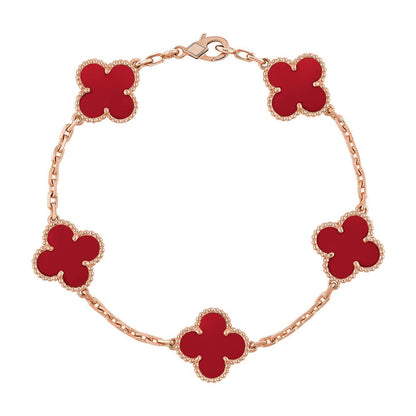 [Vicky] CLOVER 5 MOTIF RED CORNELIAN BRACELET COLLECTION