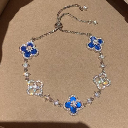 [Vicky ]CLOVER 5 MOTIF PINK BLUE RED WHITE BRACELET