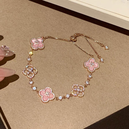 [Vicky ]CLOVER 5 MOTIF PINK BLUE RED WHITE BRACELET