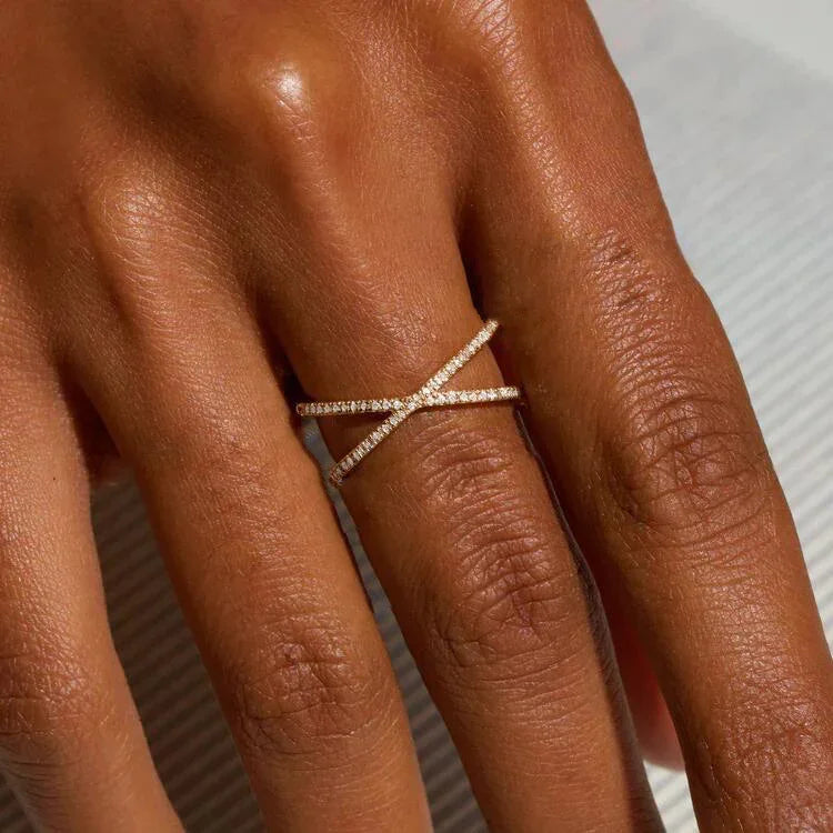 [Royal Vicky]Nia Gold Diamond Cross Ring