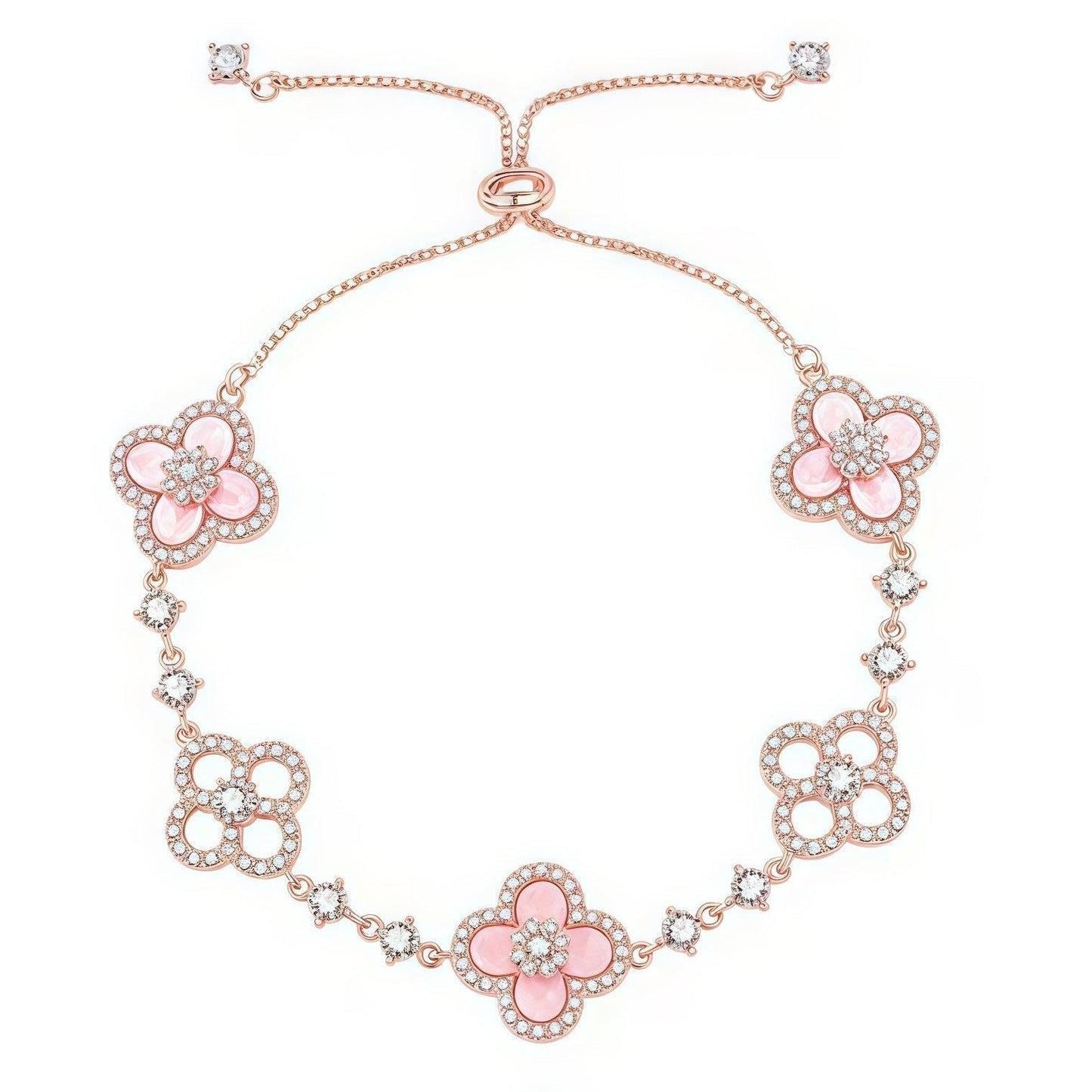 [Vicky ]CLOVER 5 MOTIF PINK BLUE RED WHITE BRACELET