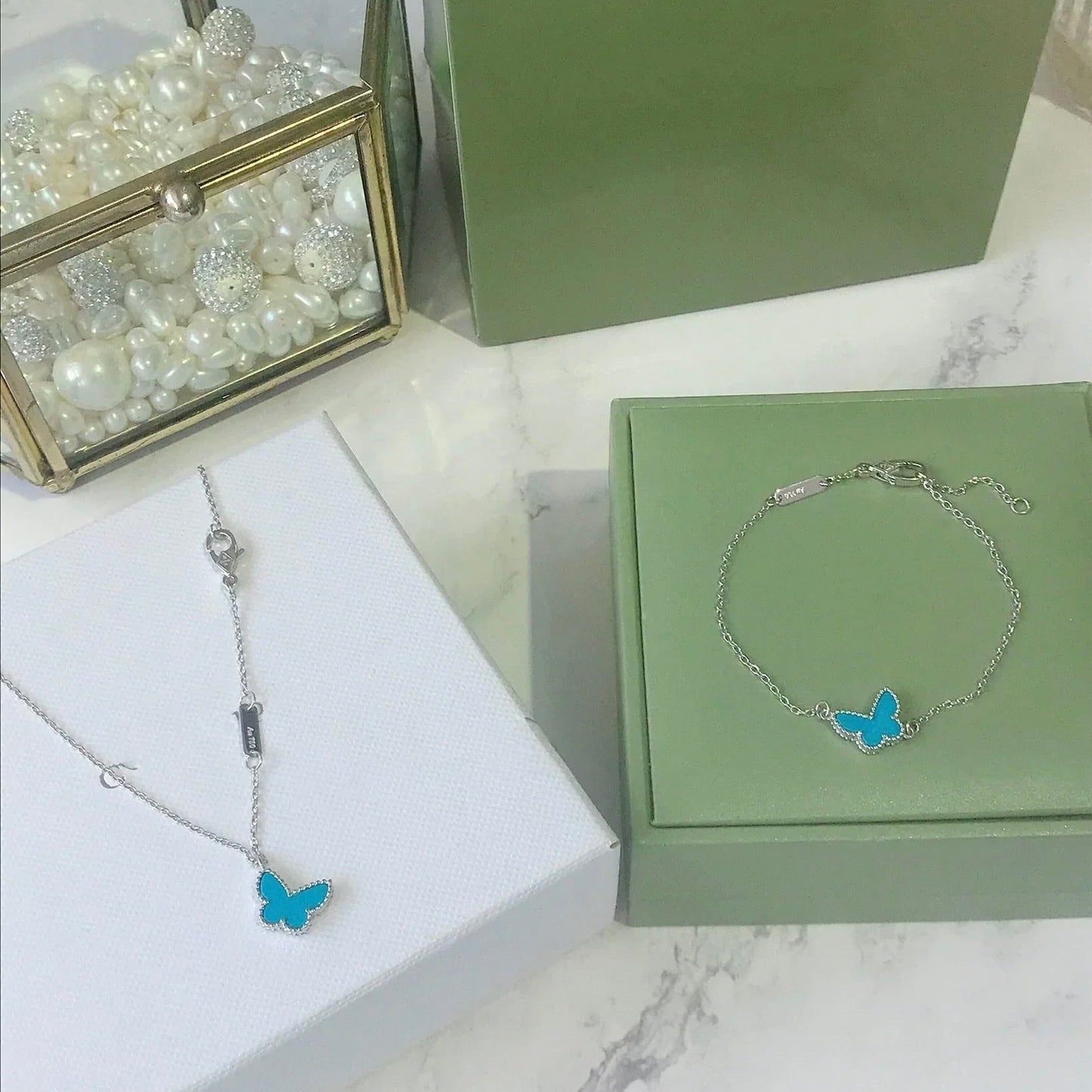 [Vicky]BUTTERFLY TURQUOISE BUTTERFLY BRACELET SILVER