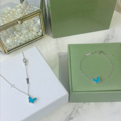 [Vicky]BUTTERFLY TURQUOISE BUTTERFLY BRACELET SILVER