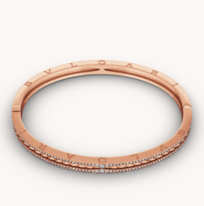 [Vicky]ZERO 1 SPIRAL AND PAVED DIAMOND PINK GOLD BRACELET
