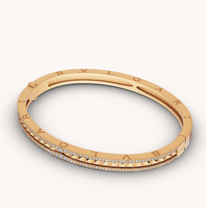 [Vicky]ZERO 1 SPIRAL AND PAVED DIAMOND GOLD BRACELET