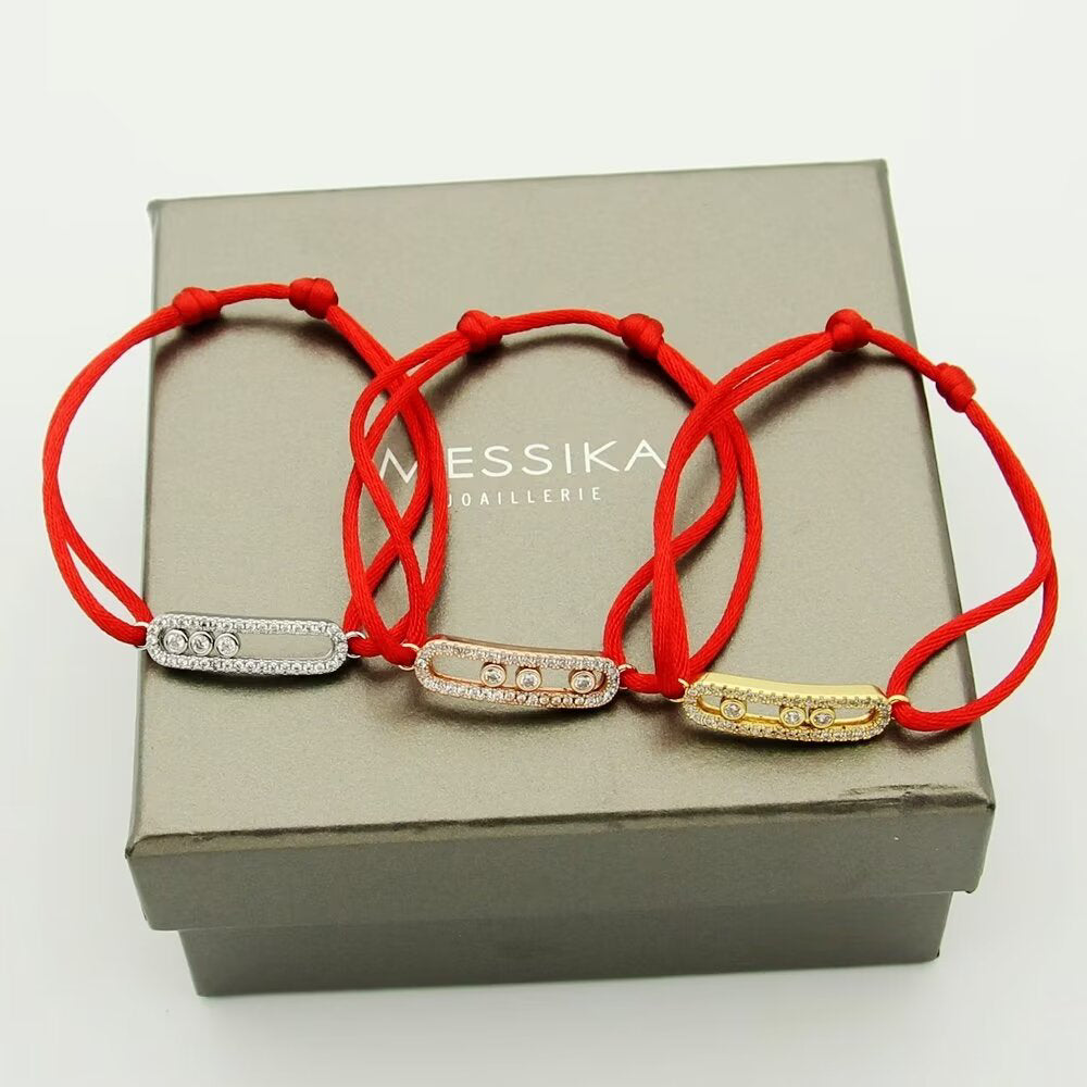 [Vicky]Messika Care(s) pink cord pavé bracelet