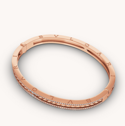[Vicky]ZERO 1 SPIRAL AND PAVED DIAMOND PINK GOLD BRACELET