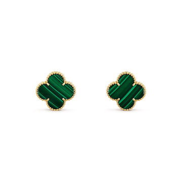 [Royal&Vicky]CLOVER MINI 9.5MM MALACHITE  EARRINGS