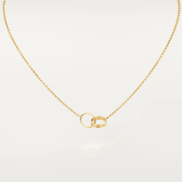 [Vicky]LOVE NECKLACE DOUBLE RING GOLD