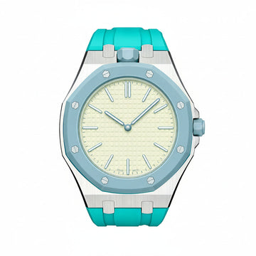 Oak Pop Sky Blue Steel Silicone Strap