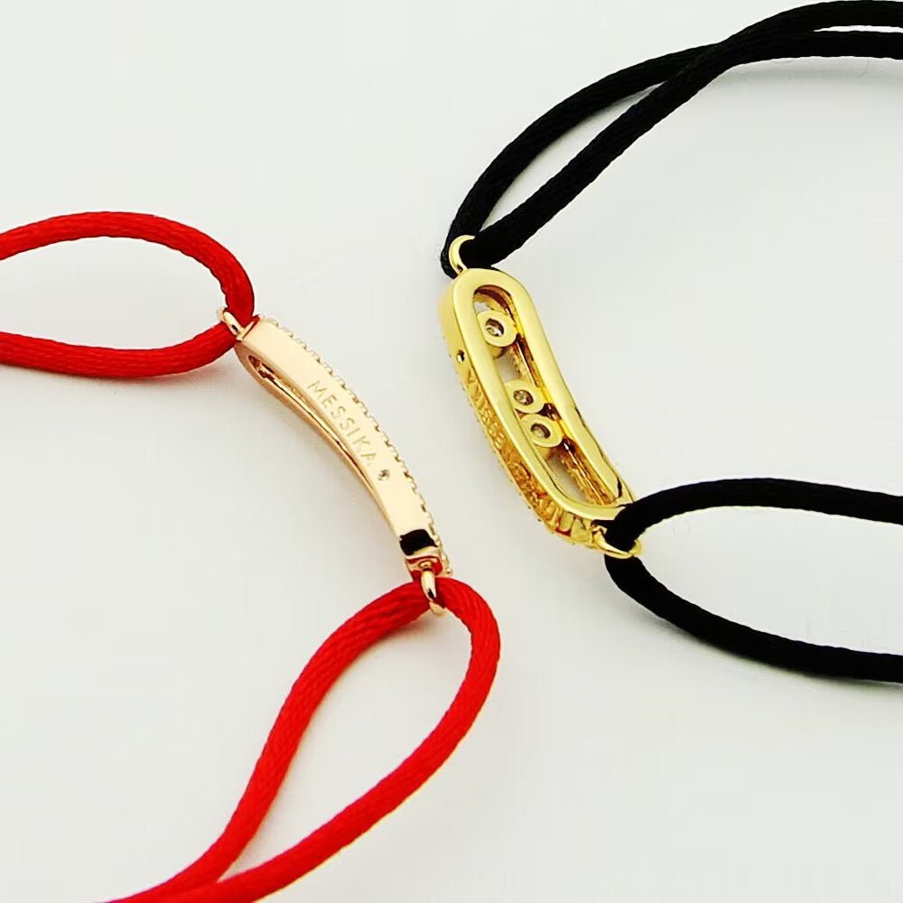 [Vicky]Messika Care(s) pink cord pavé bracelet
