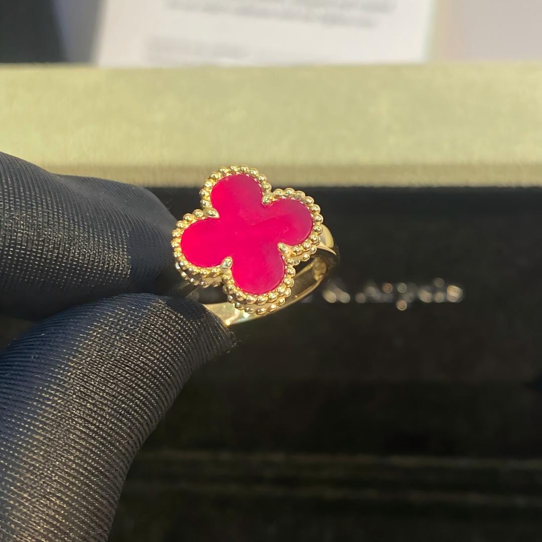 [Vicky]NEW CLOVER PINK ENAMEL RINGS