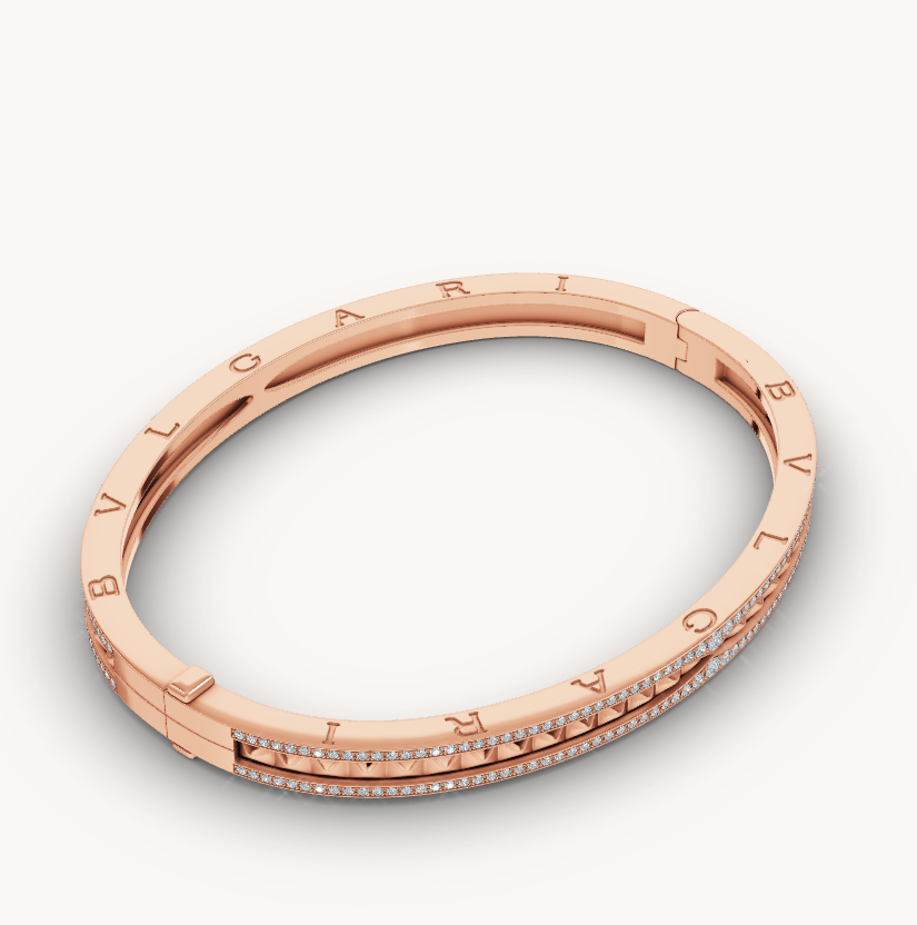 [Vicky]ZERO 1 SPIRAL AND PAVED DIAMOND PINK GOLD BRACELET