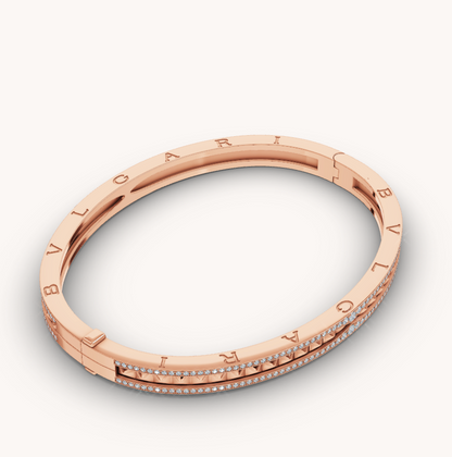 [Vicky]ZERO 1 SPIRAL AND PAVED DIAMOND PINK GOLD BRACELET