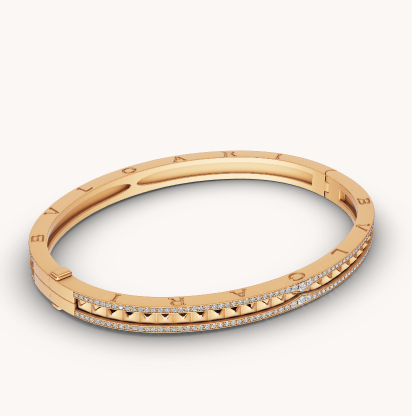[Vicky]ZERO 1 SPIRAL AND PAVED DIAMOND GOLD BRACELET