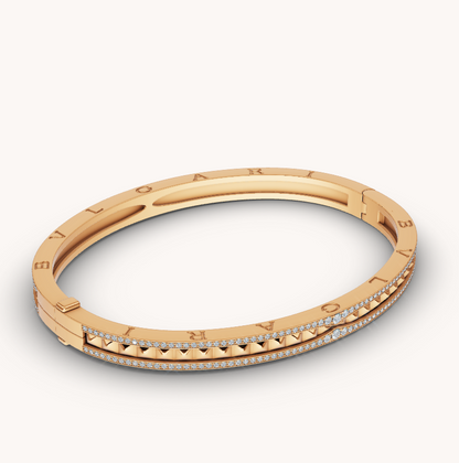 [Vicky]ZERO 1 SPIRAL AND PAVED DIAMOND GOLD BRACELET
