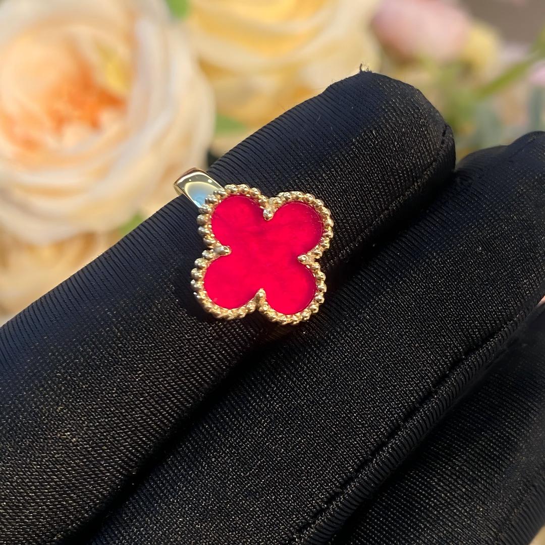 [Vicky]NEW CLOVER PINK ENAMEL RINGS