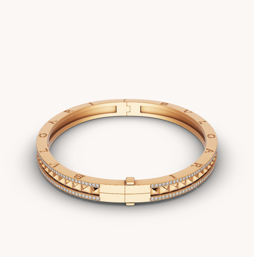 [Vicky]ZERO 1 SPIRAL AND PAVED DIAMOND GOLD BRACELET