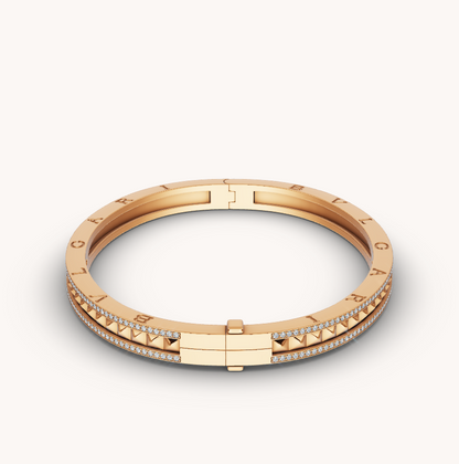 [Vicky]ZERO 1 SPIRAL AND PAVED DIAMOND GOLD BRACELET
