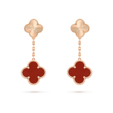 [Royal&Vicky]CLOVER 2 MOTIF  LASER CARNELIAN EARRINGS