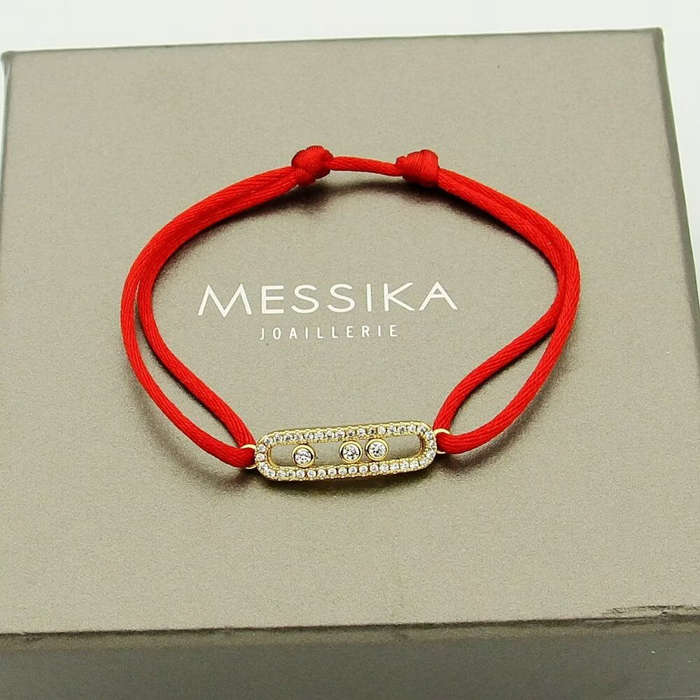 [Vicky]Messika Care(s) pink cord pavé bracelet