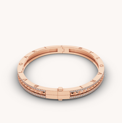 [Vicky]ZERO 1 SPIRAL AND PAVED DIAMOND PINK GOLD BRACELET