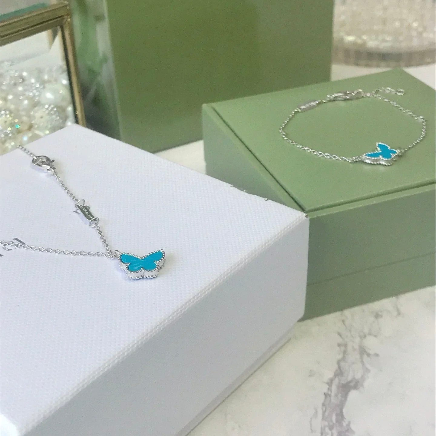 [Vicky]BUTTERFLY TURQUOISE BUTTERFLY BRACELET SILVER