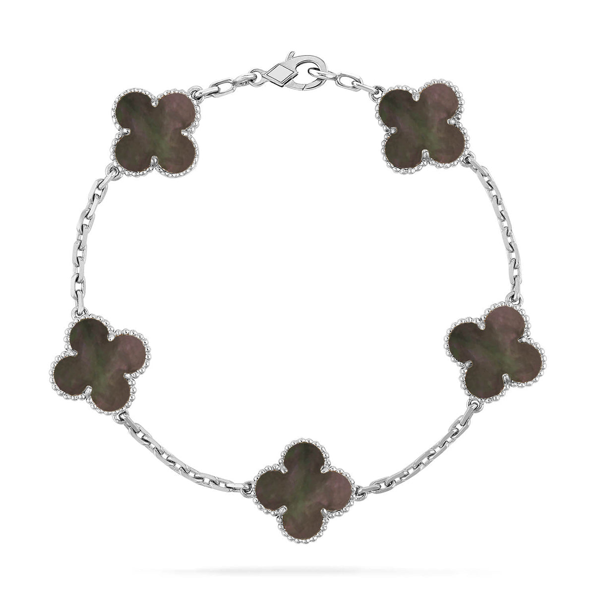 [Vicky] CLOVER 5 MOTIF GRAY MOP BRACELET COLLECTION