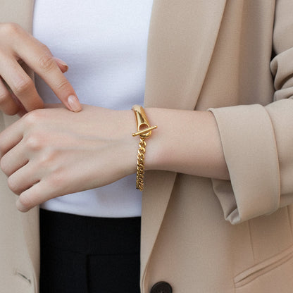 [Royal Vicky]Myrna Chained Gold Bangle