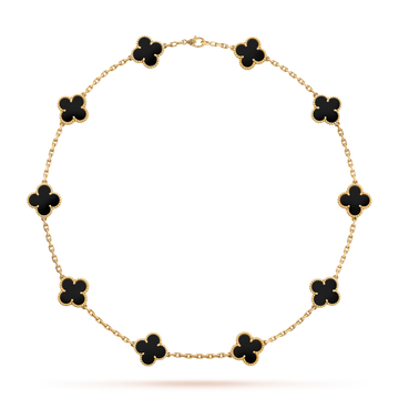 [Royal&Vicky]CLOVER 10 MOTIFS ONYX NECKLACE