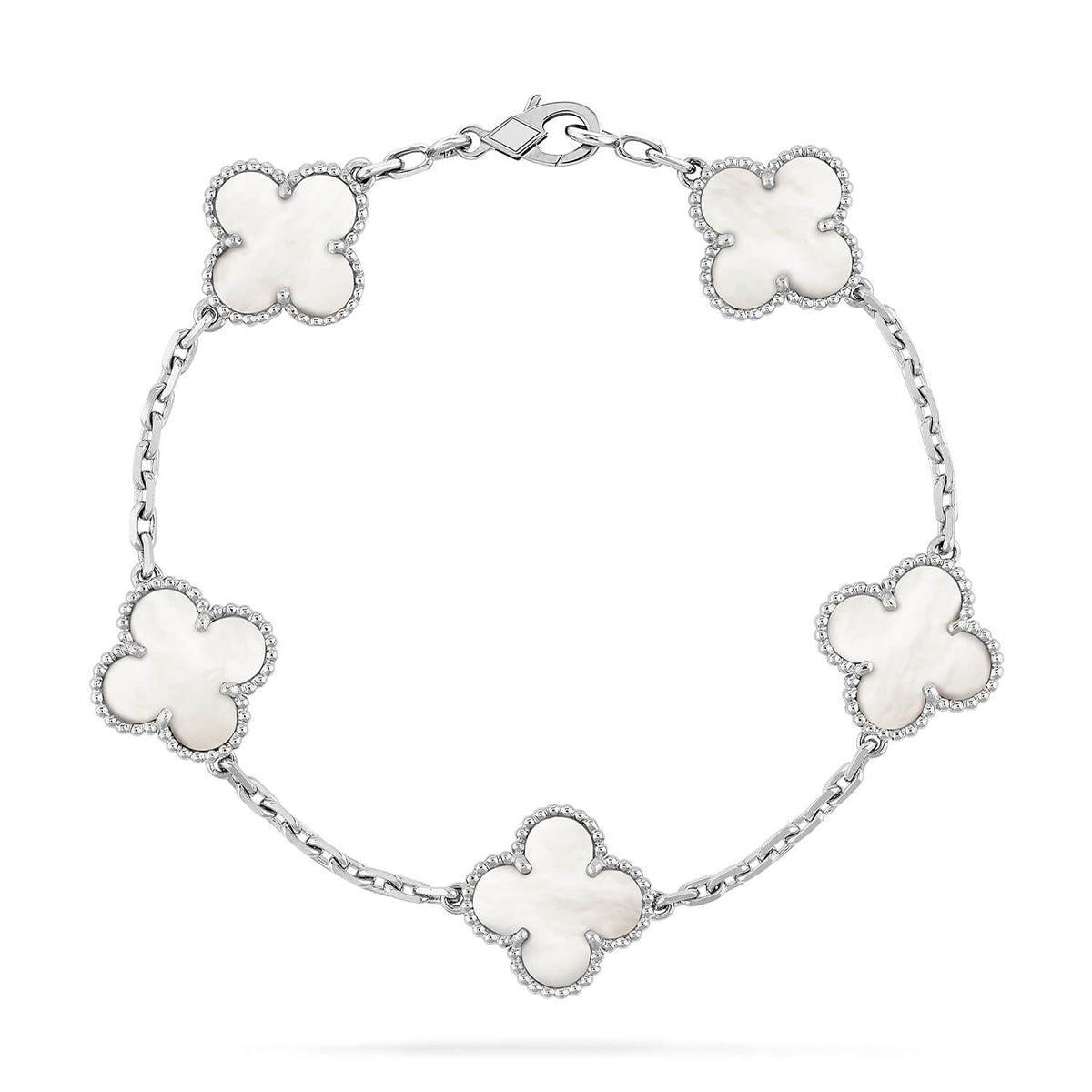 [Vicky]CLOVER WHITE PEARL MOP 5 MOTIF BRACELET COLLECTION