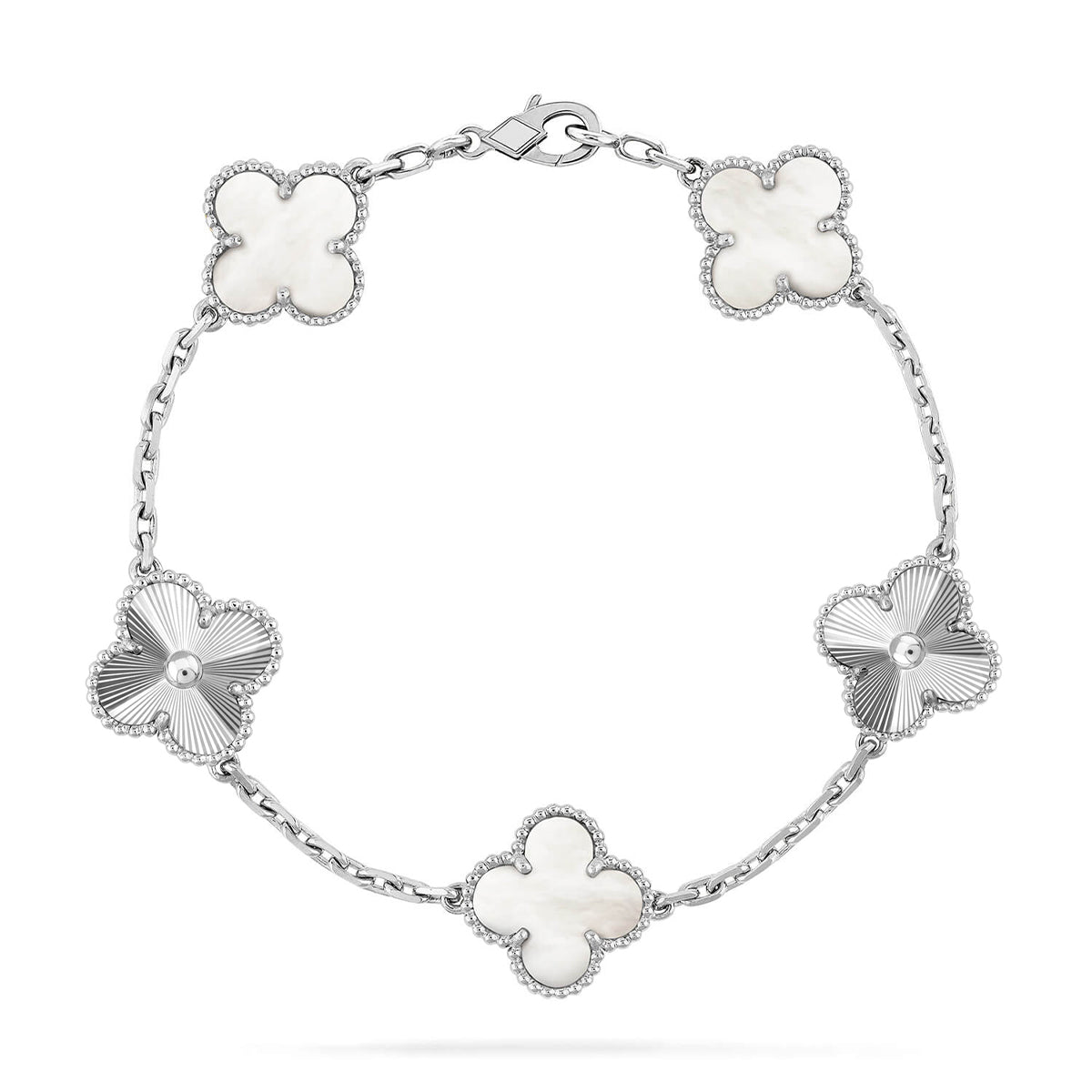 [Vicky]CLOVER WHITE PEARL MOP 5 MOTIF BRACELET COLLECTION