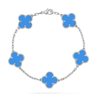 [Vicky] CLOVER 5 MOTIF BLUE AGATE BRACELET COLLECTION