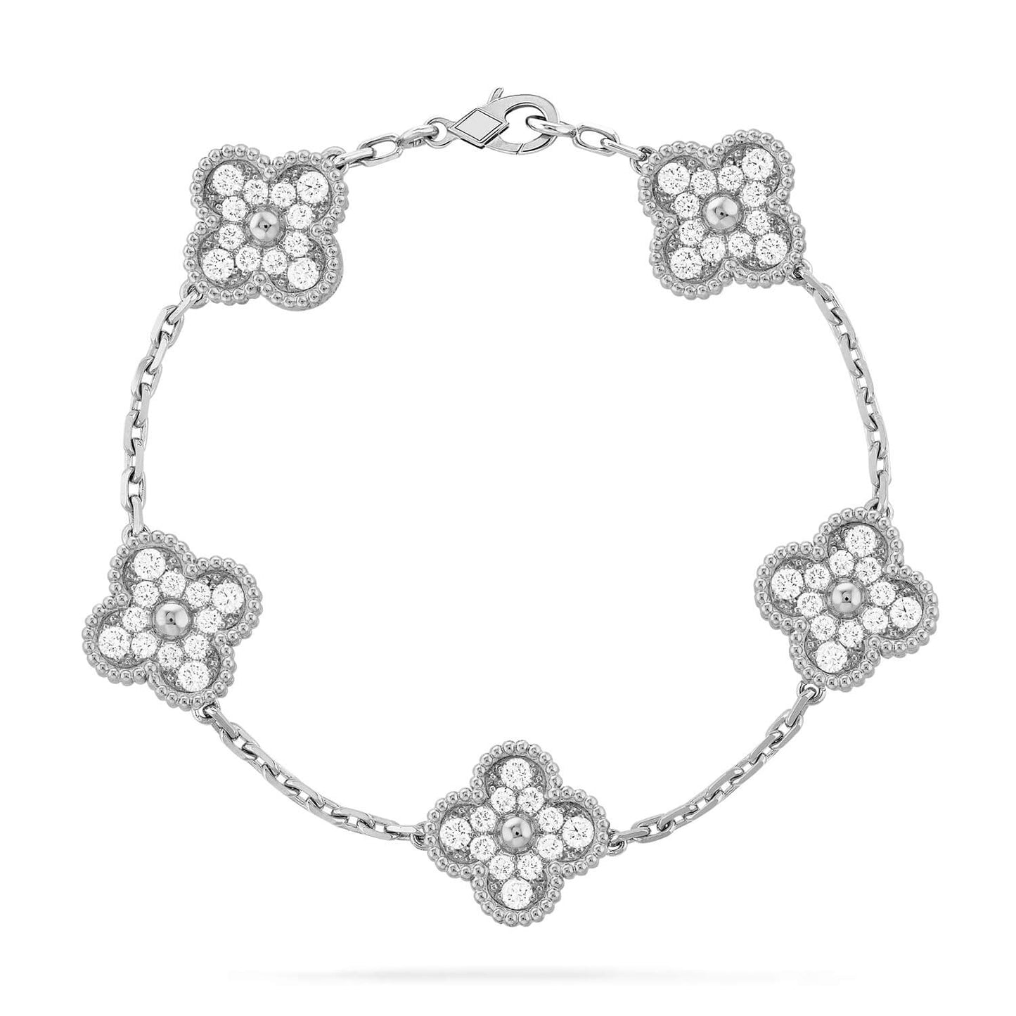 [Vicky] CLOVER 5 MOTIF FULL DIAMOND BRACELET COLLECTION