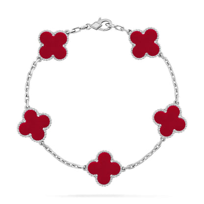 [Vicky] CLOVER 5 MOTIF RED CORNELIAN BRACELET COLLECTION