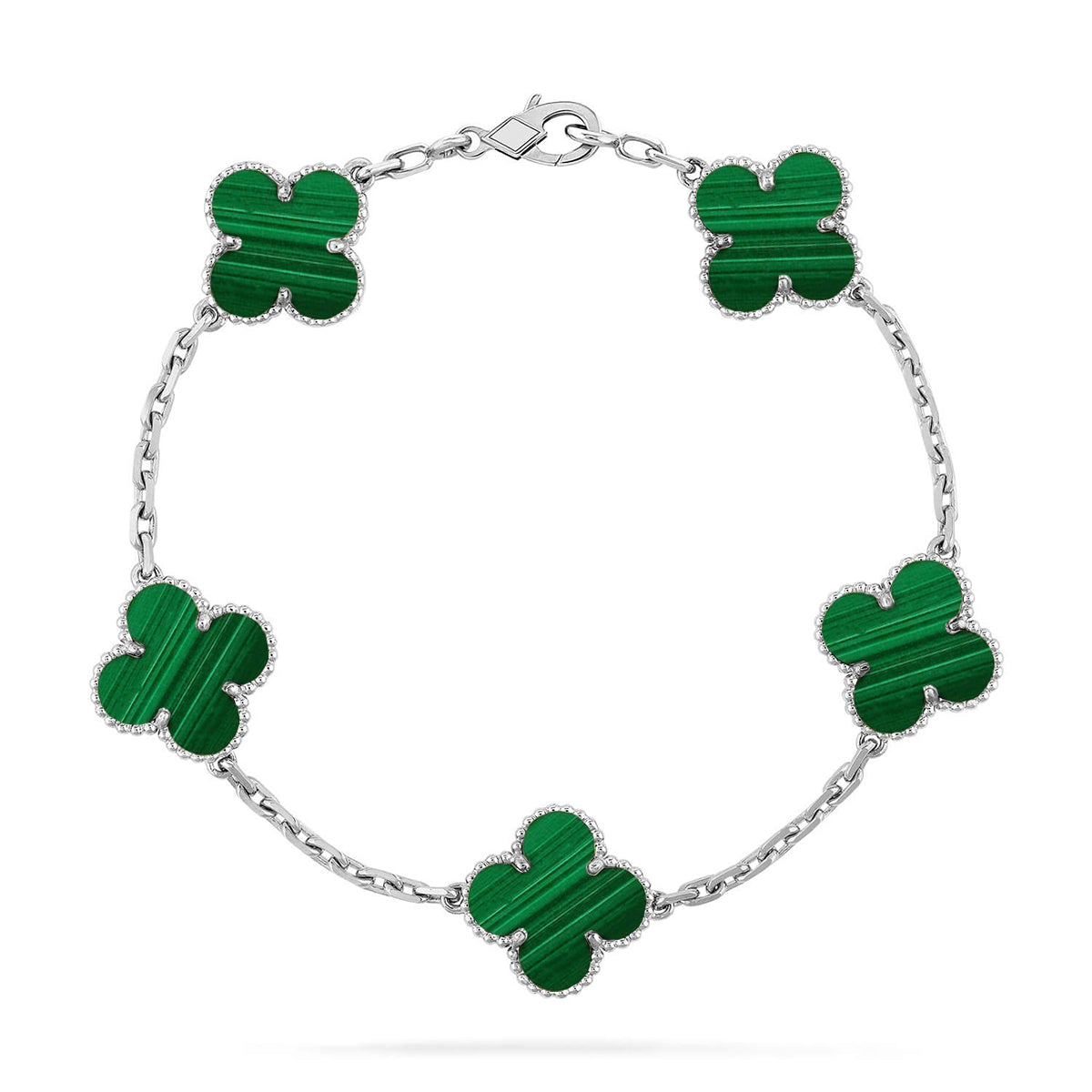 [Vicky] CLOVER 5 MOTIF MALACHITE BRACELET COLLECTION
