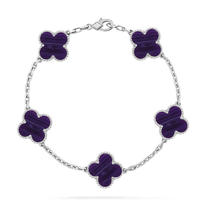 [Vicky]CLOVER 5 MOTIF PURPLE STRIPES BRACELET COLLECTION