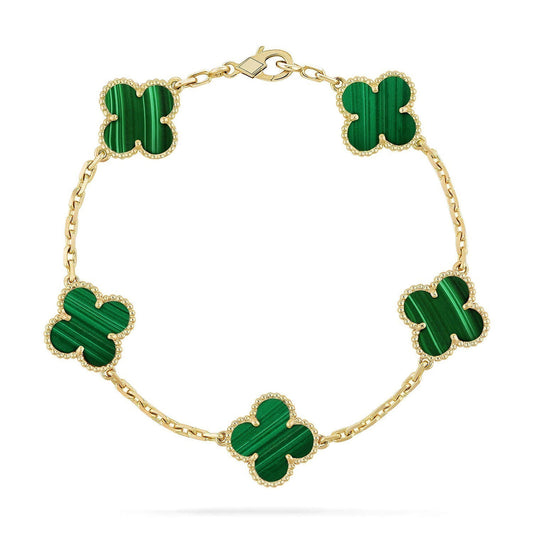 [Vicky] CLOVER 5 MOTIF MALACHITE BRACELET COLLECTION