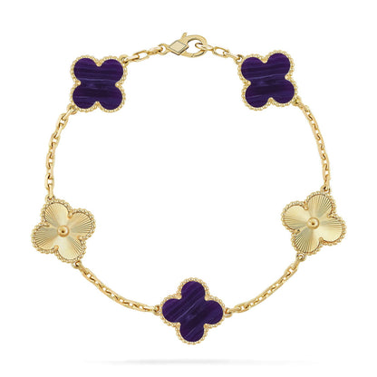 [Vicky]CLOVER 5 MOTIF PURPLE STRIPES BRACELET COLLECTION
