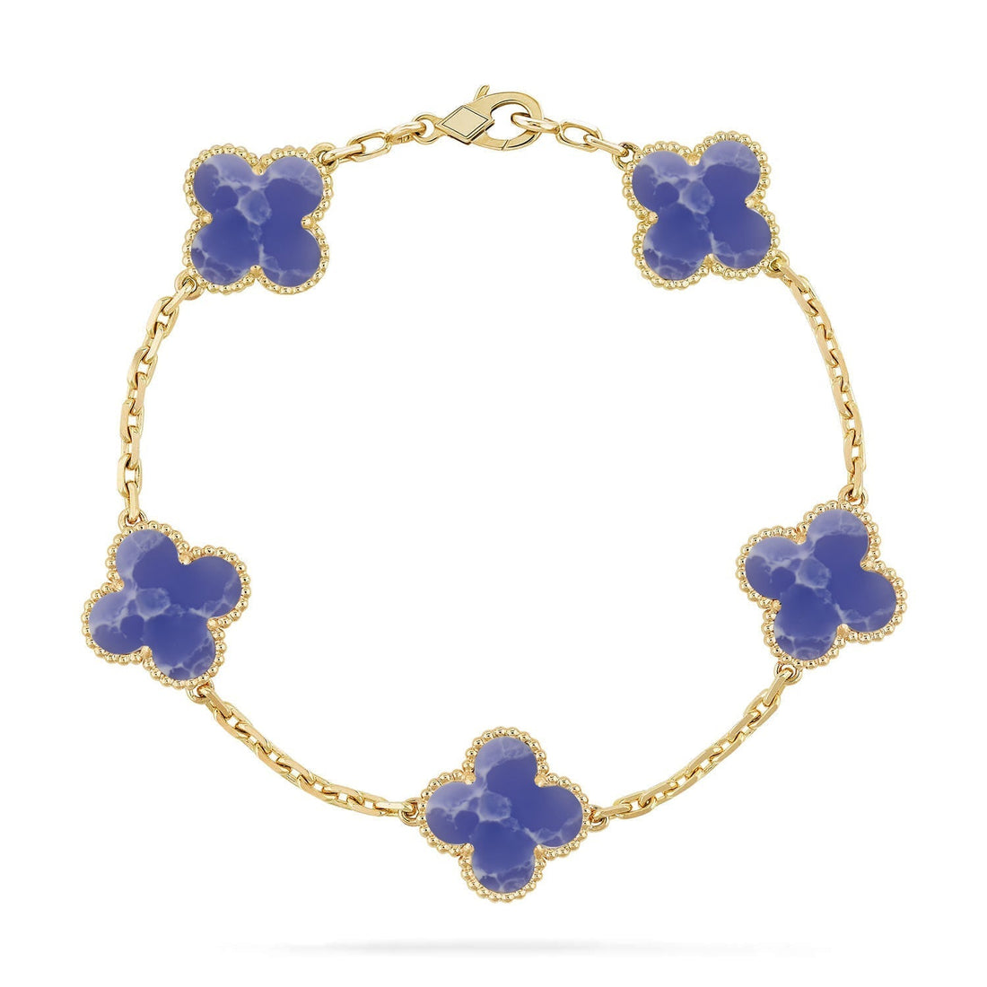 [Royal&Vicky]LUCKY CLOVER 5-MOTIF BRACELET - BLUE LARIMAR COLLECTION